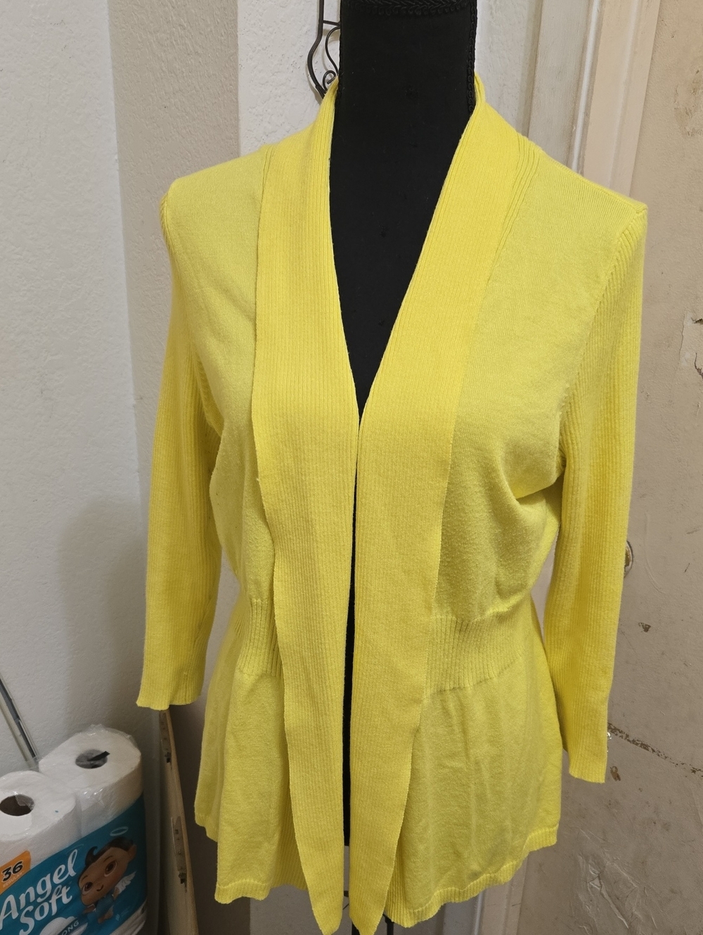Bright Yellow Open-Front Knit Blazer
